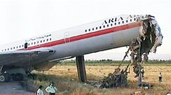 Hình ảnh chiếc máy bay bị nạn chụp qua truyền hình Iran - Ảnh: AFP