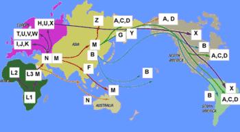 Tiến tr&igrave;nh di cư của người tiền sử (nguồn: Wikipedia)