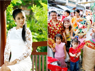 Hoa hậu Ngọc Hân thành chị Hằng vui trung thu cùng trẻ nhỏ. Ảnh: Hồng Vĩnh.