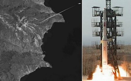 Ảnh vụ phóng vệ tinh của Bình Nhưỡng tháng 4/2009.