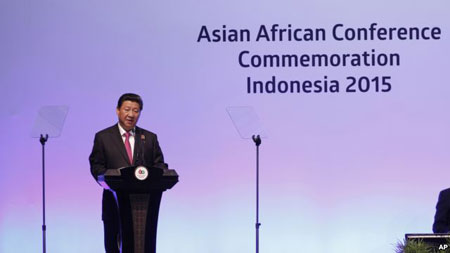 Chủ tịch Trung Quốc Tập Cận Bình phát biểu tại Hội nghị thượng đỉnh Á-Phi ở Jakarta, Indonesia, ngày 22/4/2015