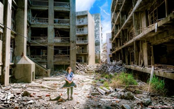Một bức hình ấn tượng được chụp trên đảo Hashima. Ảnh: wiki.