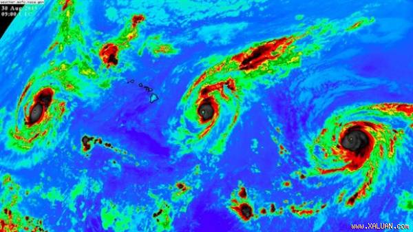 Ba cơn bão xuất hiện cùng lúc trên Thái Bình Dương - Ảnh: marketwatch.com