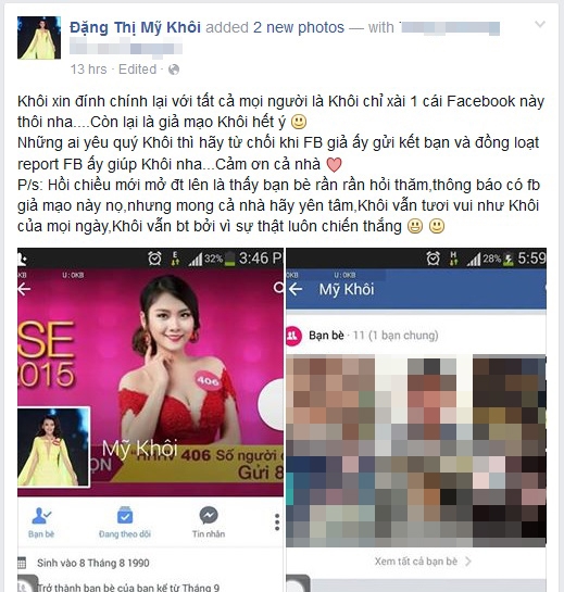 Nữ sinh 18 tuổi cảnh báo bạn bè về tài khoản Facebook giả mạo bản thân