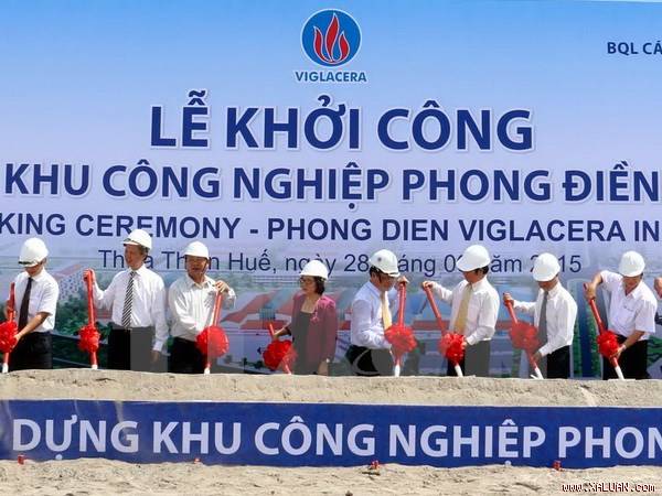 Lễ khởi công Khu công nghiệp Phong Điền-Viglacera. (Ảnh: Quốc Việt/TTXVN)