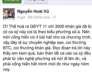 Đoạn trạng thái anh Nguyễn Hoài Vũ đăng trên trang cá nhân.