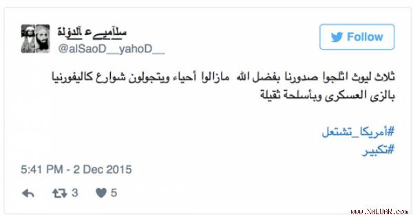 Một thông điệp ca ngợi vụ xả súng ở Mỹ đăng tải trên Twitter. Ảnh: Twitter