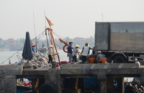 Cá biển được dân buôn mua bán tấp nập tại cảng cá Sông Gianh Cá biển được dân buôn mua bán tấp nập tại cảng cá Sông Gianh