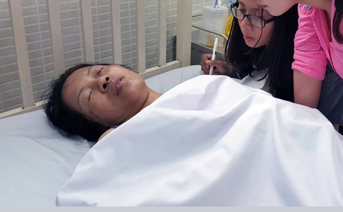 Bà Lý tại bệnh viện. Ảnh: Duy Trần