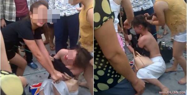 Cô gái trẻ đị đánh đập không thương tiếc (ảnh từ clip)