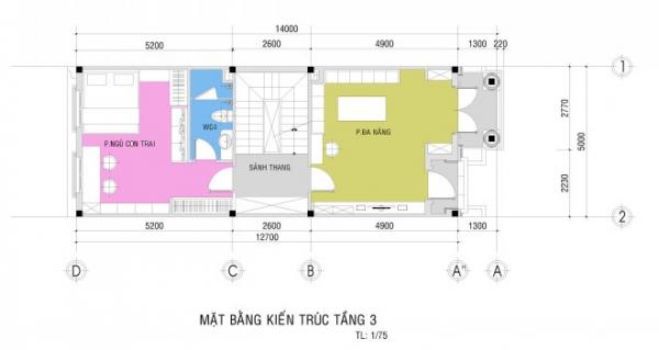 Nhà 3 tầng 100 m2 phong cách bán cổ điển