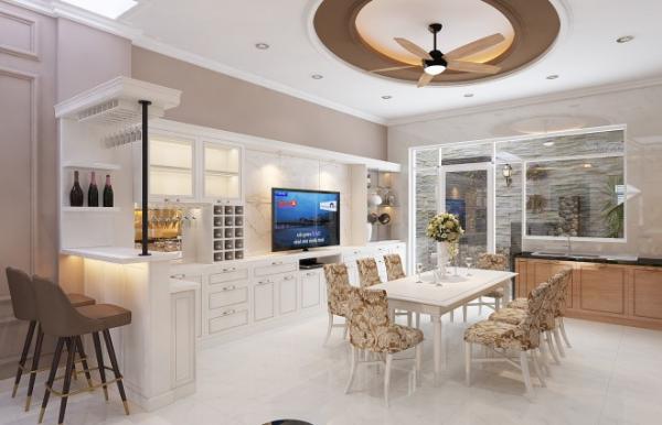 Nhà 3 tầng 100 m2 phong cách bán cổ điển