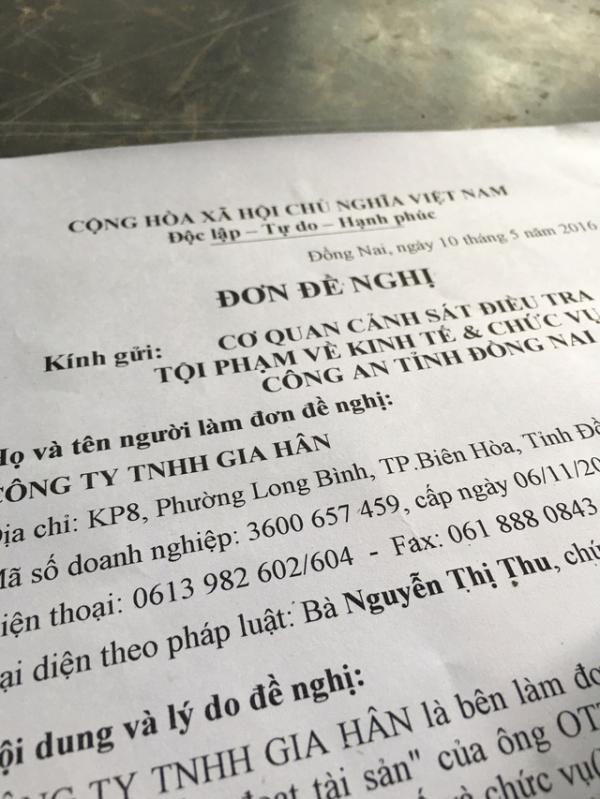 nguoitocaovochongthuminhlua20tydongtrukhiongottokhongconovietnamchungtoisedoinodencung Đơn tố cáo công ty Gia Hân đang gửi đến các cơ quan chức năng