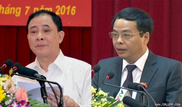 Bí thư Tỉnh ủy Yên Bái Phạm Duy Cường (trái) và Chủ tịch HĐND tỉnh, kiêm Trưởng ban Tổ chức Tỉnh ủy Yên Bái Ngô Ngọc Tuấn (phải).