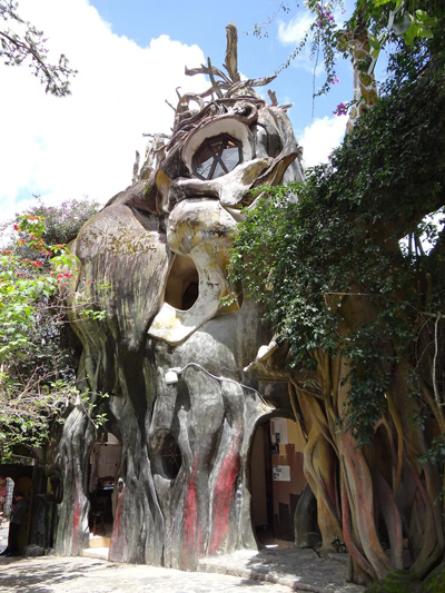 Biệt thự Hằng Nga ở Đà Lạt còn được gọi là “Nhà điên“ có hình thù kỳ quái với các khối hang động, thân cây khổng lồ làm bằng bê tông. 