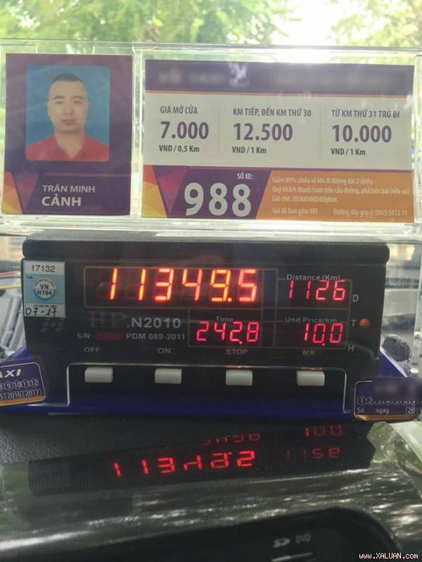Bức ảnh số tiền trên công tơ mét gây “sốc“. Bức ảnh số tiền trên công tơ mét gây “sốc“.