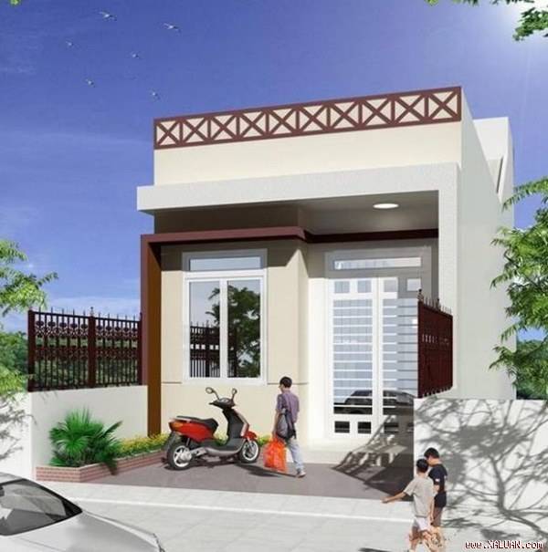 Mặt tiền ngôi nhà ống 1 tầng có gác lửng