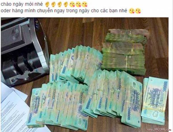 Những cọc tiền hấp dẫn được dùng để quảng cáo bán tiền giả.