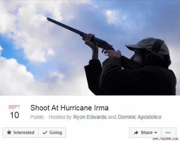 Ryon Edward là người kêu gọi dùng súng bắn siêu bão Irma