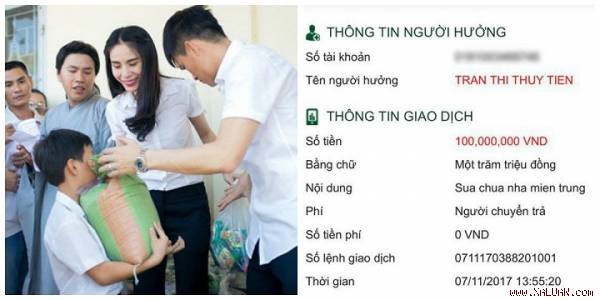 Thủy Tiên chi 100 triệu đồng để ủng hộ đồng bào trong cơn bão Damrey