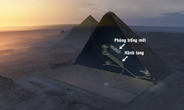  Vị trí phòng trống vừa phát hiện bên trong kim tự tháp. Ảnh: New Scientist.