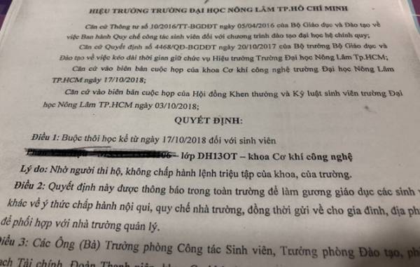 Conclusion of withdrawal of students with HA HANH certificate