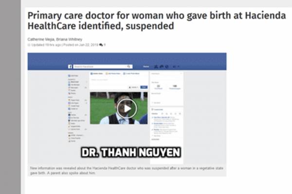 Hình ảnh bác sĩ Thanh Nguyen trong bản tin của kênh KPHO-TV.