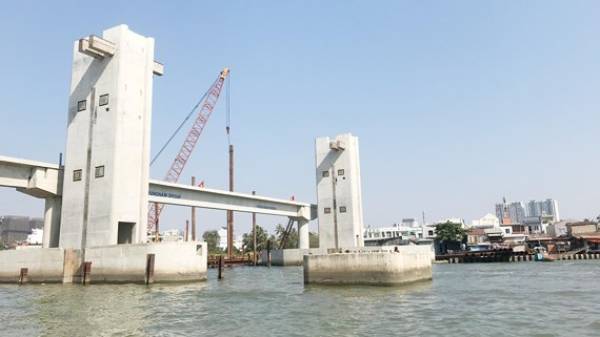 Hệ thống cống ngăn triều Mương Chuối (huyện Nhà Bè) đang hoàn thiện