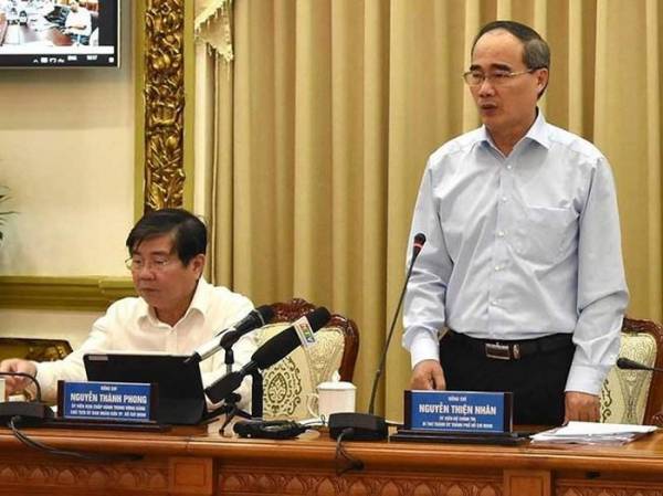 Bí thư Thành ủy Nguyễn Thiện Nhân phát biểu chỉ đạo tại hội nghị. Ảnh: TL