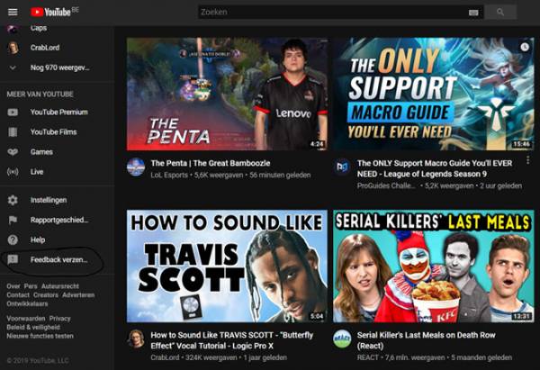 Một phần trong giao diện trang chủ mới mà YouTube đang thử nghiệm