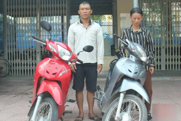 Nguyễn Văn Định và Phạm Thị Hải Nhì cùng tang vật bị thu giữ