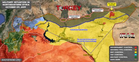 Bản đồ chiến sự Syria ngày 9/10