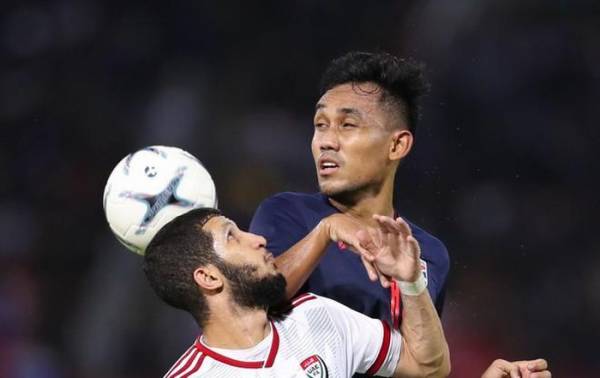 Dangda trong trận đấu giữa Thái Lan và UAE ở vòng loại World Cup 2022. Ảnh: Getty.