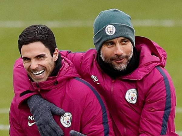 Arteta là trợ lý thân cận của Pep Guardiola tại Manchester City. Ảnh: Getty.