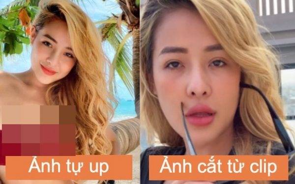 Bên trái là bức hình được cô nàng tỉ mẩn chỉnh sửa đăng lên mạng còn tấm bên cạnh, được cắt từ livestream
