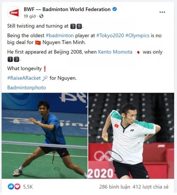 Thế giới nể phục sự “già gân” của tay vợt Tiến Minh
